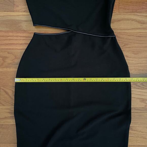 Vtg Y2K Cache One Shoulder Cut Out Maxi Dress 12 Black Split Formal Evening Gown - Picture 8 of 10